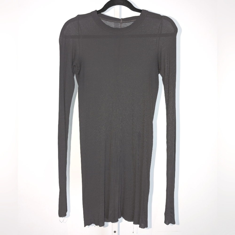 Rick Owens Babel S/S 2019 "Bluejay" Gray Long Sleeve Silk Top, Size 48/12/XL